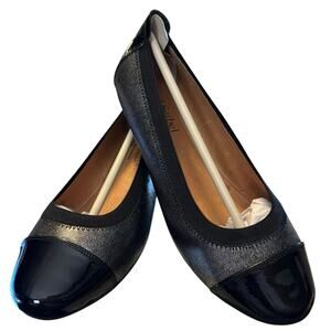 NIB Josef Seibel Pewter Black Flats Women's Size EU 36 US 5.5 M Patent Pippa